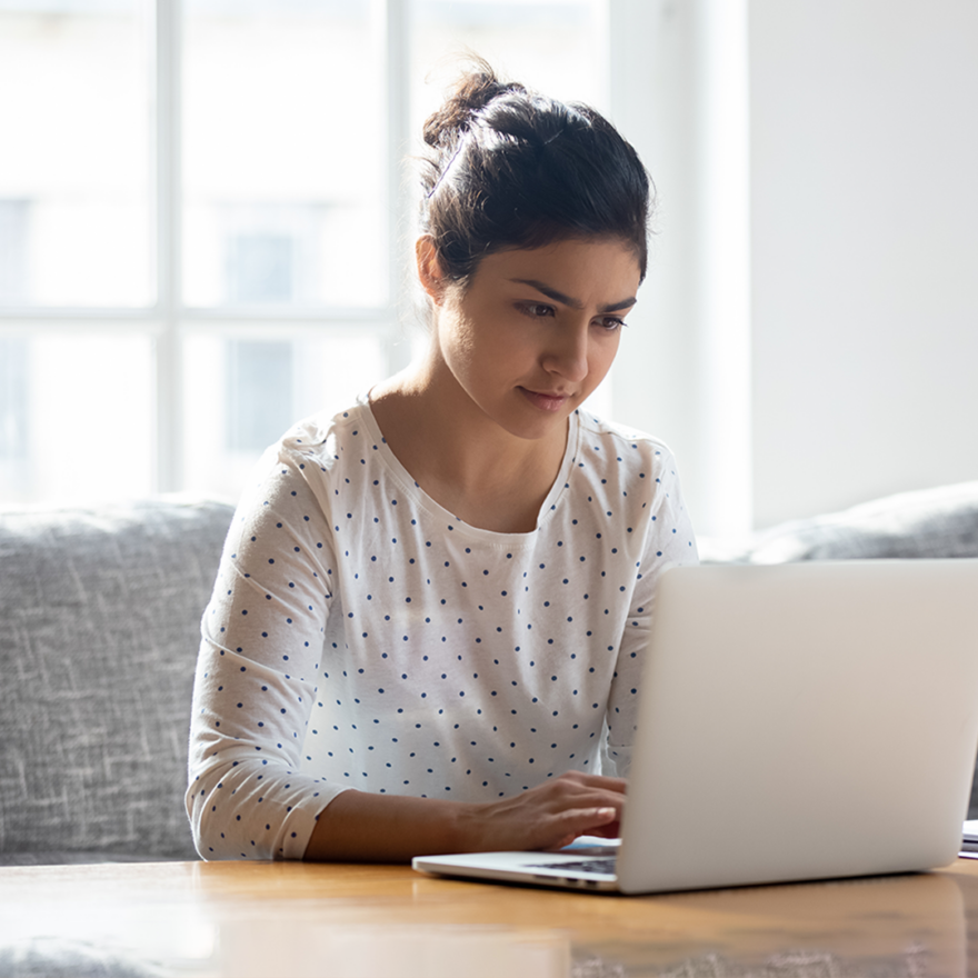 Financial recognition lady laptop